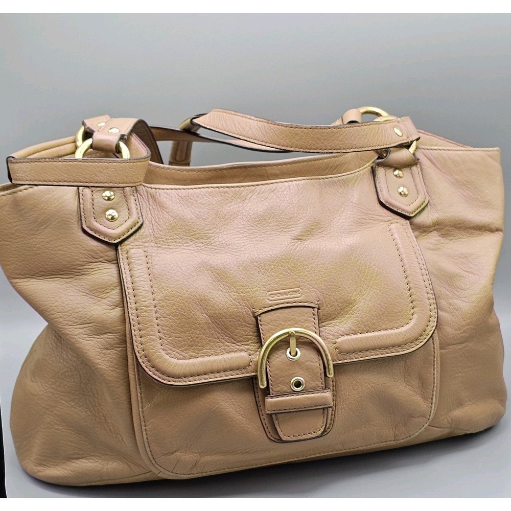 Coach 2006 Soho Tan Pebbled Leather Flap Shoulder Bag Style F24861